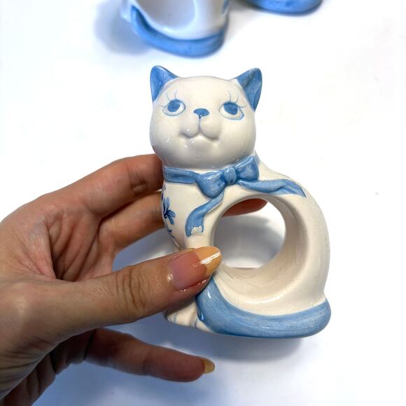 HIMARK NEW VTG Cat Ceramic Napkin Rings Set for 4 - Picture 7 of 12